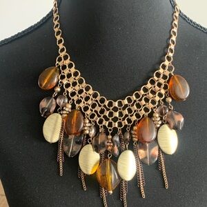 Macy's Amber and Gold Tone Necklace